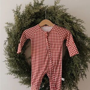 Forever French baby 12-18 Zip Bamboo Pajamas in Red Gingham (matching Xmas set)